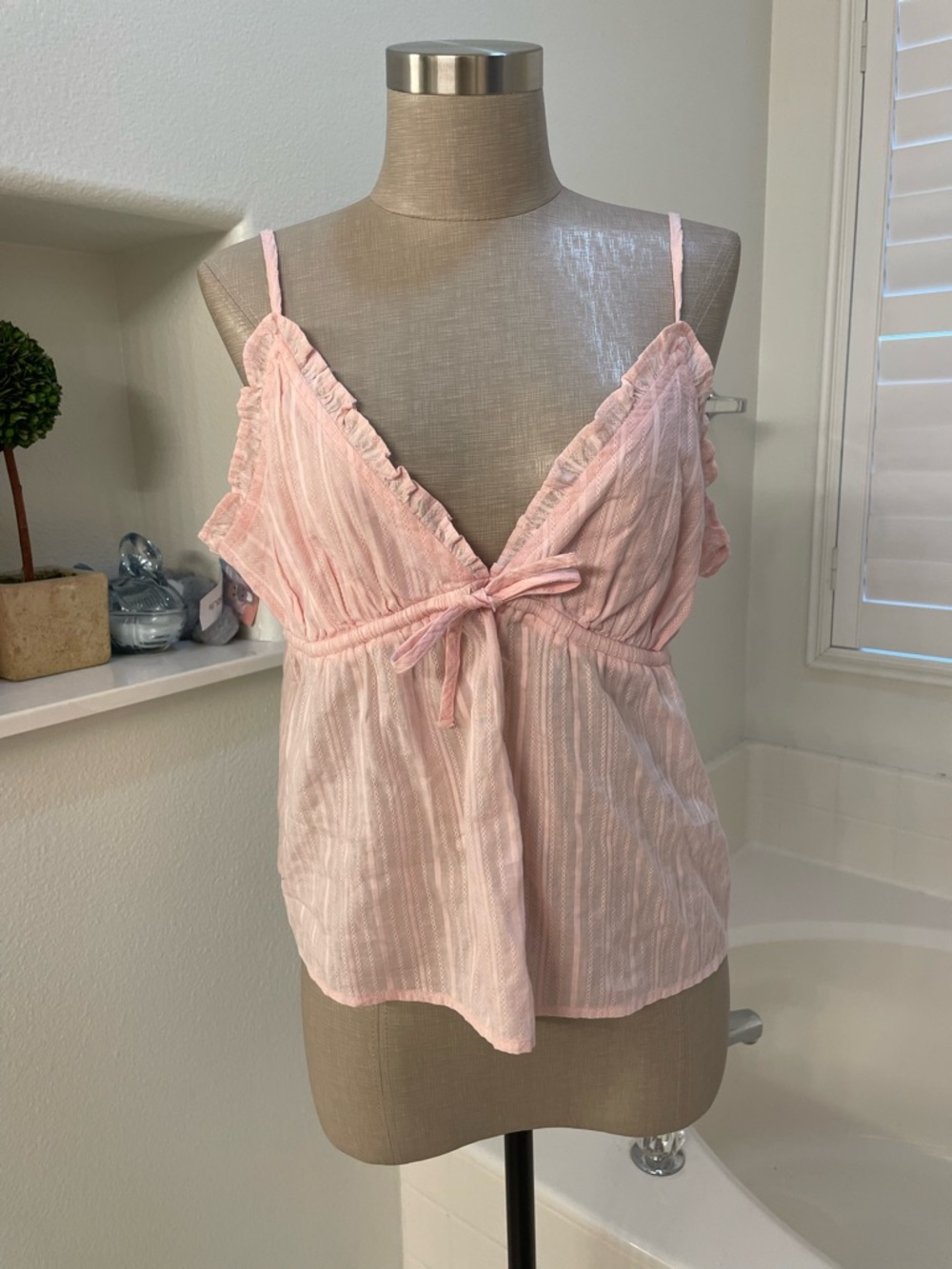 100% cotton Cotton On Pale Pink Ruffle Tie-Front Cami